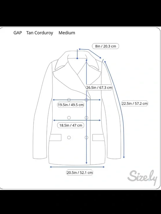 Vintage Gap Jacket Womens Medium Brown Corduroy Peacoat Trench Lined 90s Y2K - Picture 14 of 14